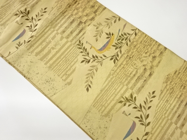 JAPANESE NAGOYA OBI / WOVEN PEACOCK